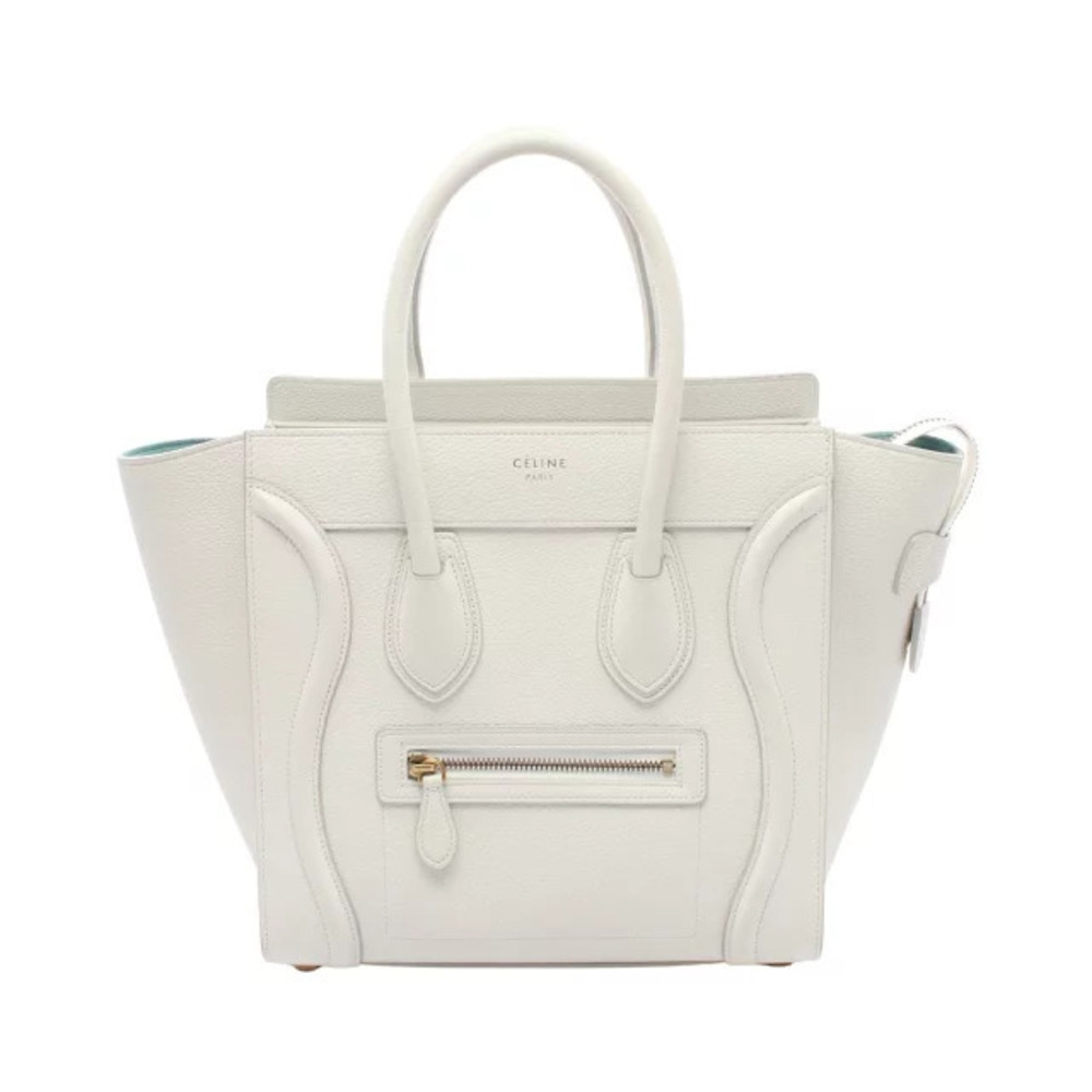 Celine Luggage Shopper Tote Bag Leather White